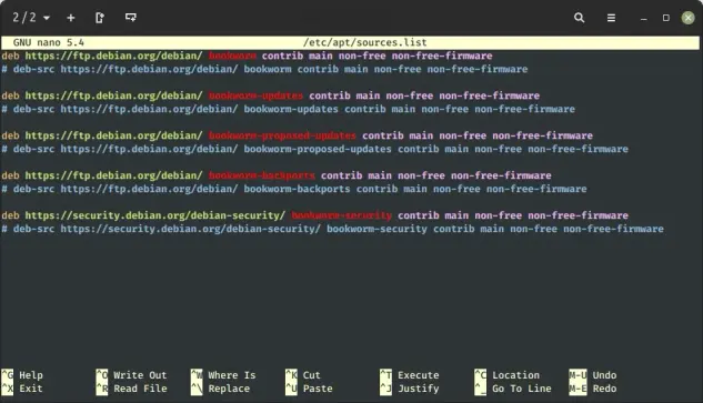 Update Debian Sources File