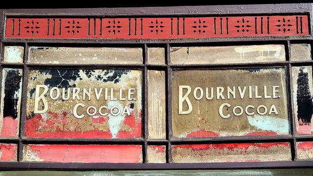 An old sign for Bournville Cocoa.
