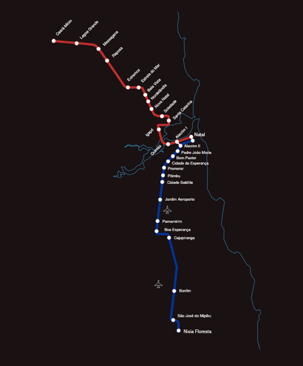Map of Natal's Commuter Rail network