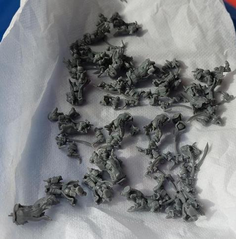 A small bag full of sneaky pirate skeletons with sword and shush