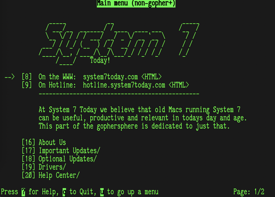System 7 Today, but as a gopher site