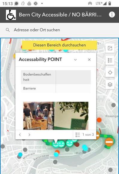 Screenshot of city map with information overlaid