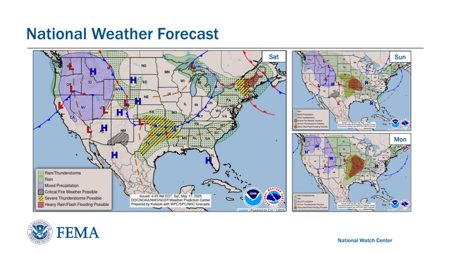 National Weather Forecast
National Watch Center
Sat Sun
Mon