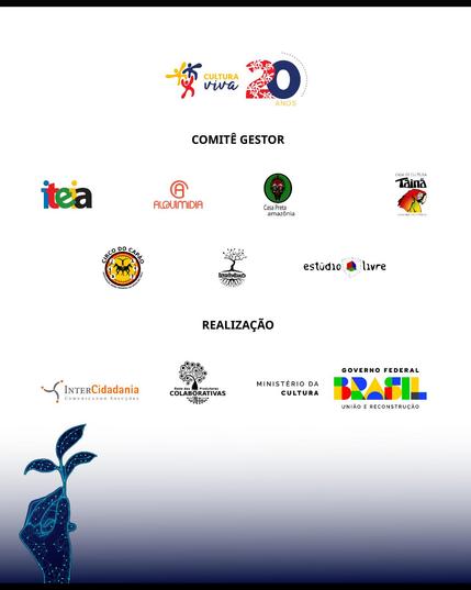 Logo marca dos coletivos que fazem parte do comitê gestor do Pontão da Rede das Produtoras Culturais Colaborativas, além da logo dos realizadores.