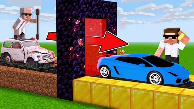 Using Magic Portal to Upgrade Vehicle in Minecraft..