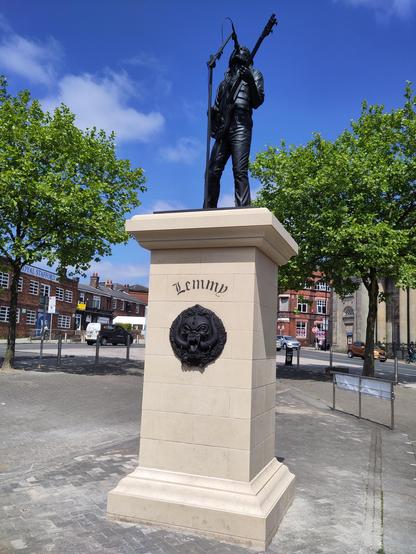 A statue of Lemmy on a plinth