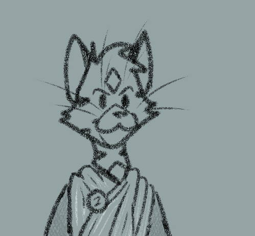 bust of pinball in robes, a pin reading 2 holding some together