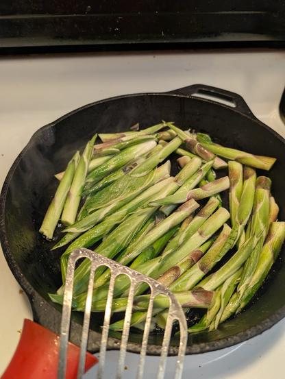 Pan of hostas being cooked