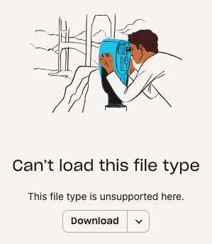 Can't load this file type. This file type is unsupported here.