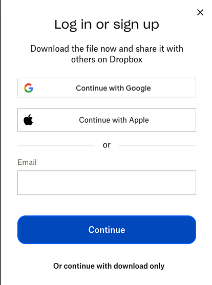 The usual nasty prompt to log in with Google, Apple, or email instead of just downloading the file. Only the last line contains the download link.