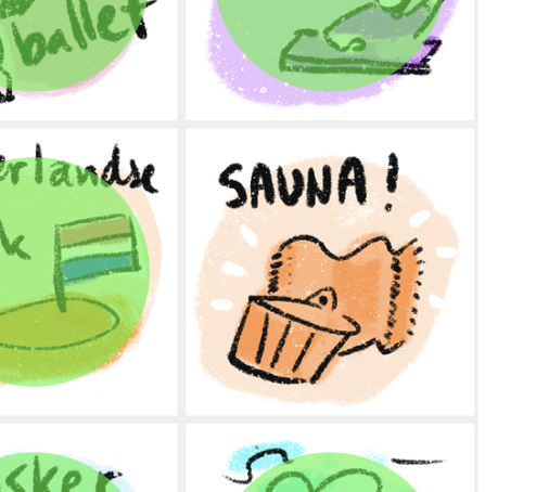 A bingo card with Sauna not yet circled.
