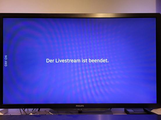 Tafel mit der Aufschrift "Der Livestream ist beendet."
