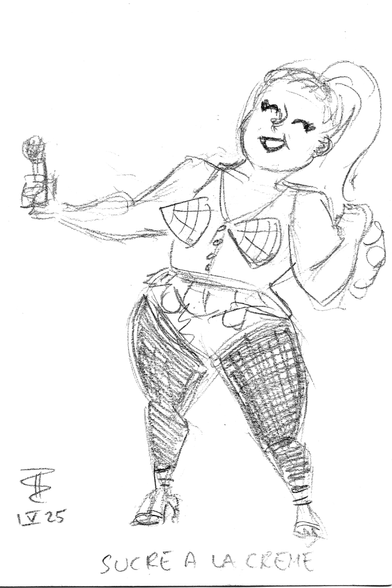 Pencil sketch of burlesque artist