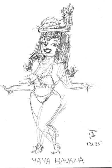 Pencil sketch of burlesque artist