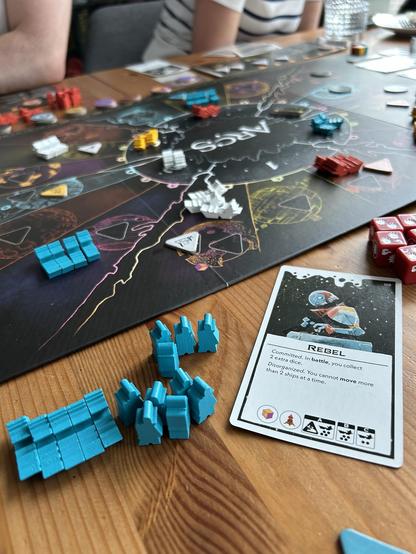A game of Arcs about to be played, with initial setup just completed.