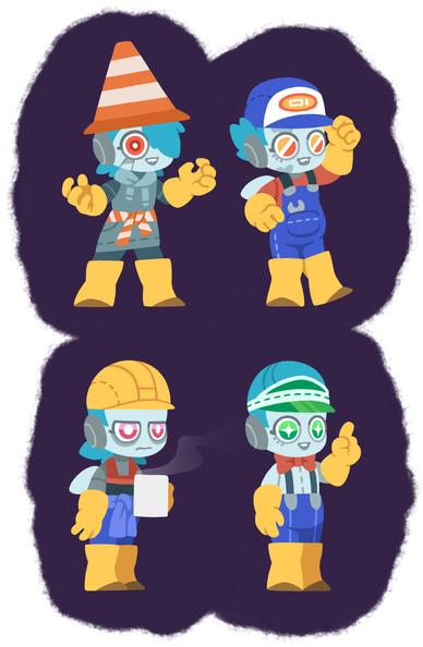 Final version of the characters, in color.