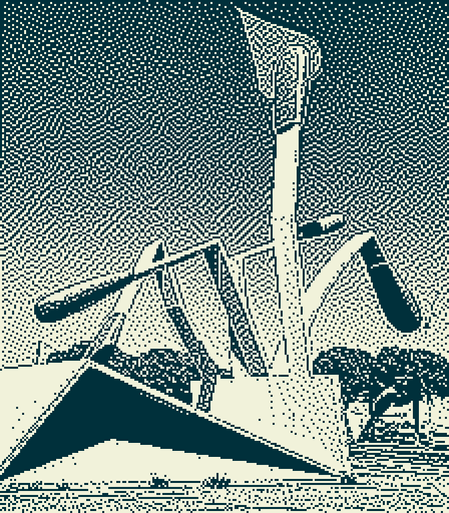 Imagen en 1 bit del monumento a las cerillas de Claes Oldenburg