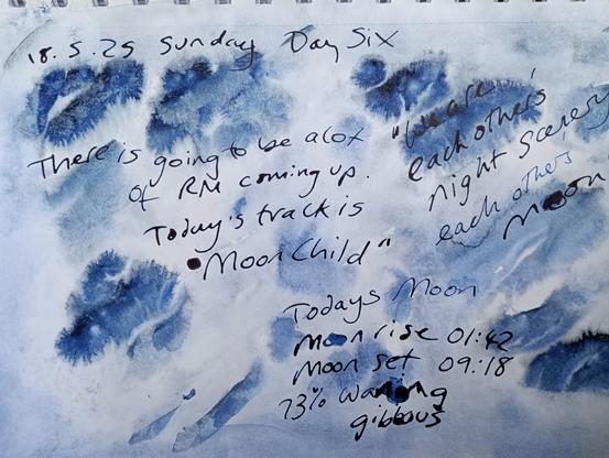Just some indigo ink swirls and text about RM moonchild and moon phases