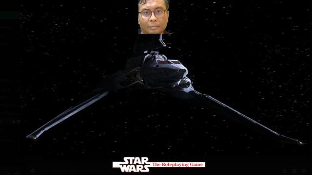 Discord screen with my disembodied head on top and an image of an Omicron-class attack shuttle from The Bad Batch.