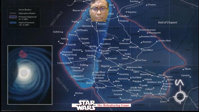 Discord screen with my disembodied head on top and a map of the Pentastar Alignment.