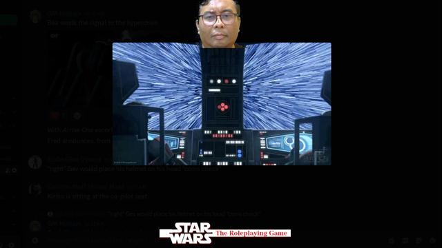 Discord screen with my disembodied head on top and animated GIF of the Havoc Marauder in the Bad Batch jumping to hyperspace.