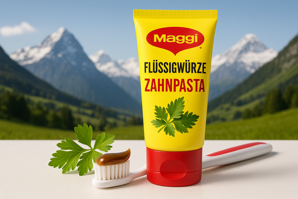 Tube of Maggi Flüssigwürze toothpaste