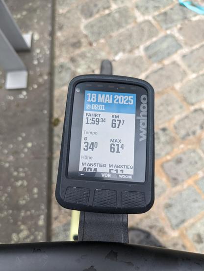 Der Wahoo-Radcomputer nach dem Rennen: 57,7 km in 1:59:34 h