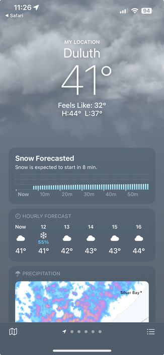apple weather screenshot showing an absurd weather forecast.