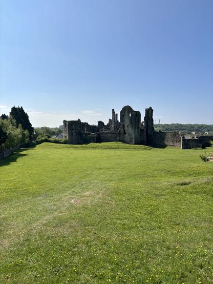 Coity castle in the sunshine.