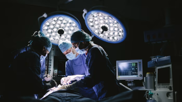 Photo. Operating room, caption 'Waste, overtreatment and insurance fee models all contribute to US ‘economic activity’