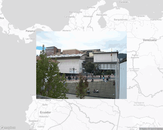 A photo of or from a library from the linked website, overlaid on a cropped world map where it's located.