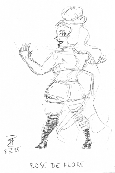 Pencil sketch of burlesque artist