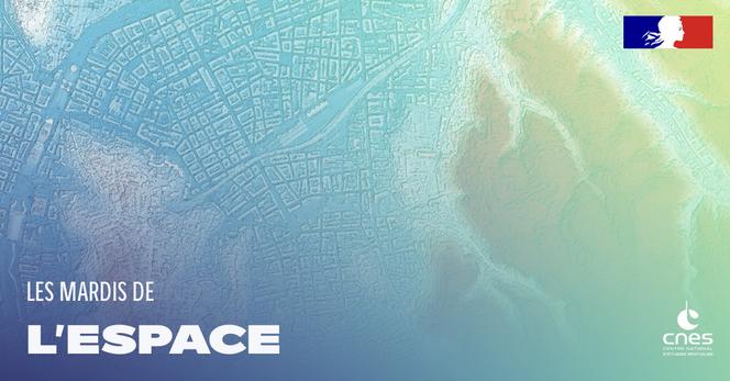 Affiche des mardis de l'espace avec une vue de ville en 3D