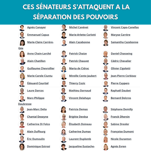 ILS ONT VOTÉ UNE LOI DE VALIDATION POUR TENTER DE NEUTRALISER UN JUGEMENT

Suite de la listes des sénateurs