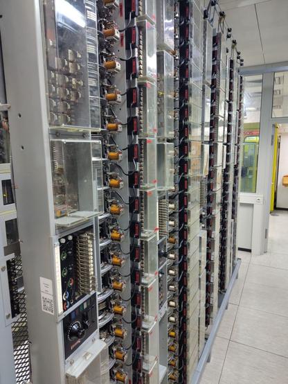 Analogue telephone switching matrix, relay racks