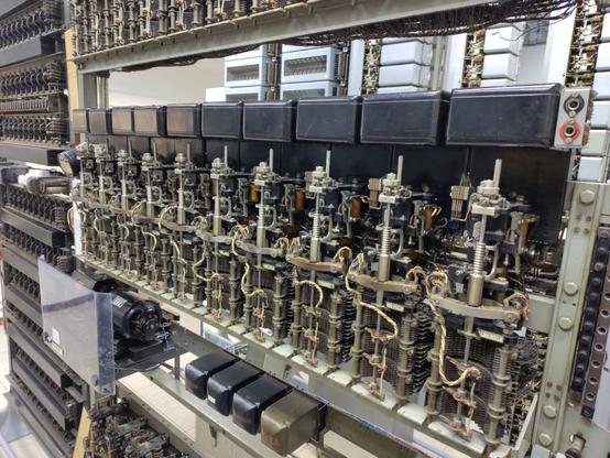 Analogue telephone switching matrix, relay racks