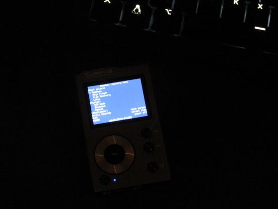 Surfans F20 audio player running Rockbox recovery menu