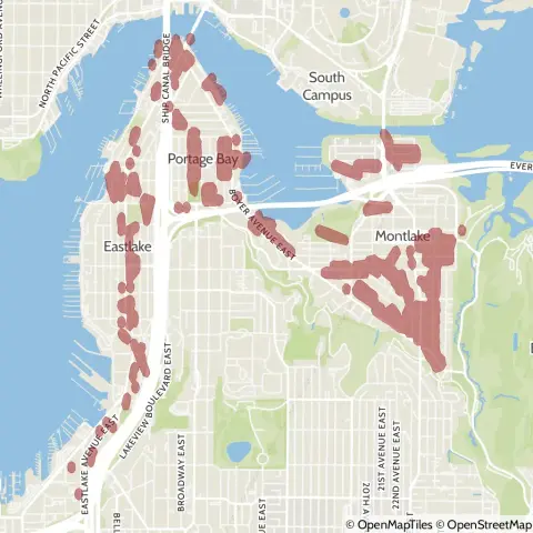 A map showing the location of the outage, centered around Fuhrman Avenue East in Seattle.