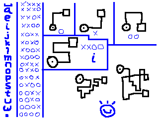 various toki pona characters encoded with bent lines. some of the lines have a *lot* of bends in them.
