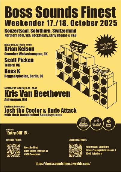 Flyer für Weekender "Boss Sounds Finest" am 17.-18.10.2025 in Solothurn