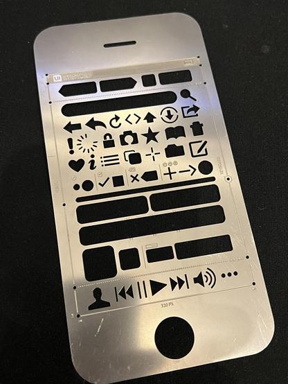Stainless steel template for iPhone design, 320x480 pixels.