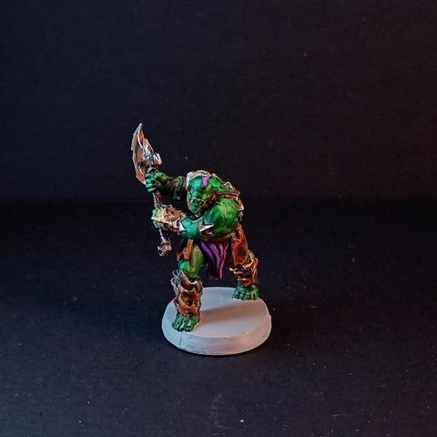 At the end of the session: the skin has shadows and highlights as have tue clothes and armor. Weapons and armor is full with rust. The orc has a purple mohawk.
