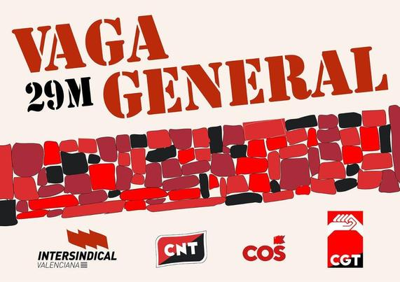 Banner huelga general 29M en el País Valenciano
