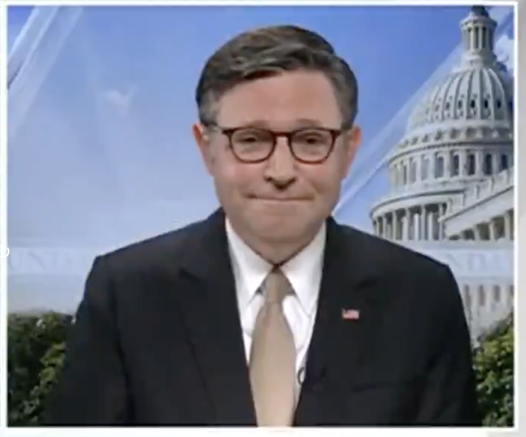 Mike Johnson with his usual overly calm, benevolent, you're over reacting, everything's normal, smug as fuck smile.