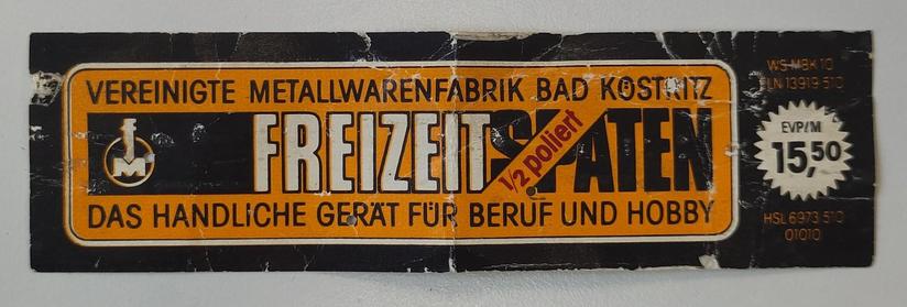 Etikett Freizeitspaten für EVP/M 15,50