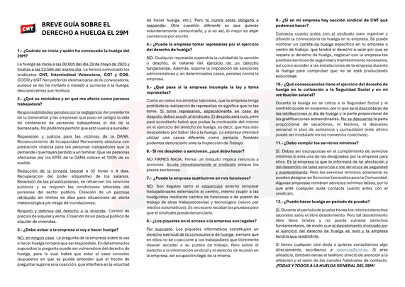 Resumen del derecho a huelga en el Estado español