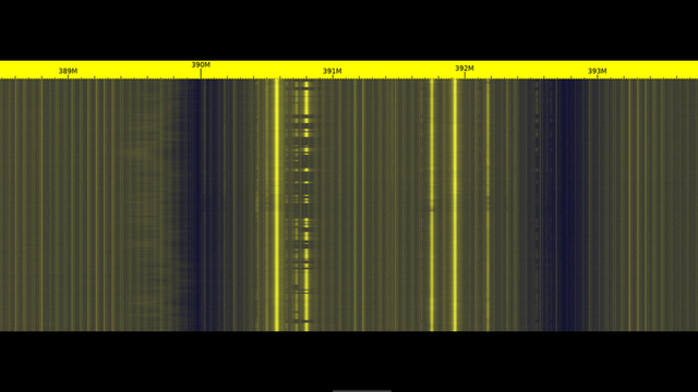 the image shows a heatmap produced from data gained via rtl_power