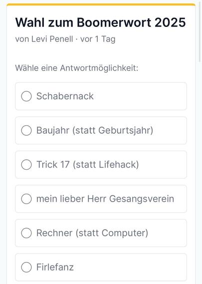 Screenshot der Abstimmung