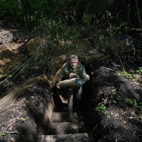 A member of Ukraine’s 14th Mechanized Brigade near Kupiansk on Thursday.