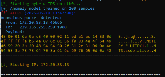 Screenshot of a simpe Pythin IDS/IPS for educational purposes